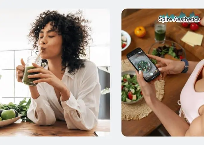 Image of woman looking into her diet and fat freezing Northampton to improve her health